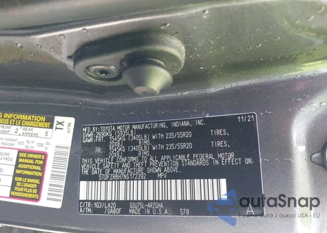 2022 Toyota Highlander Platinum из США, поврежденный, VIN 5TDFZRBH7NS172392